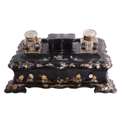 Lot 98 - Victorian papier-mache desk stand