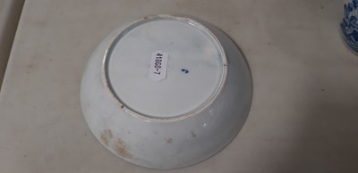 Lot 43 - Three soft paste porcelain tea bowls and saucers and another tea bowl, possibly Liverpool