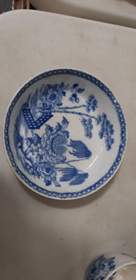 Lot 43 - Three soft paste porcelain tea bowls and saucers and another tea bowl, possibly Liverpool