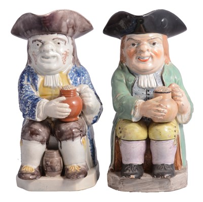 Lot 46 - Two Staffordshire pottery Toby jugs, 18th Century