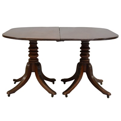 Lot 442 - 19th Century mahogany twin pedestal dining table and eight chairs