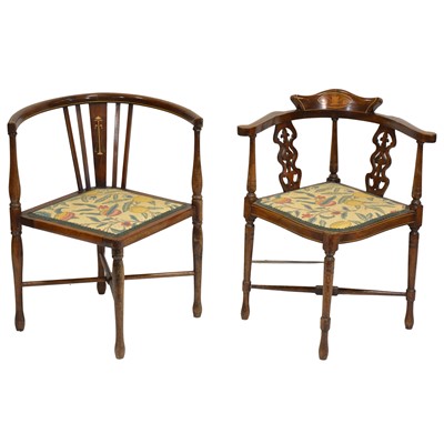 Lot 411 - Two Edwardian corner chairs