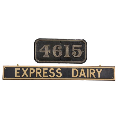 Lot 343 - Railways; GWR cast iron number plate and a tank plate