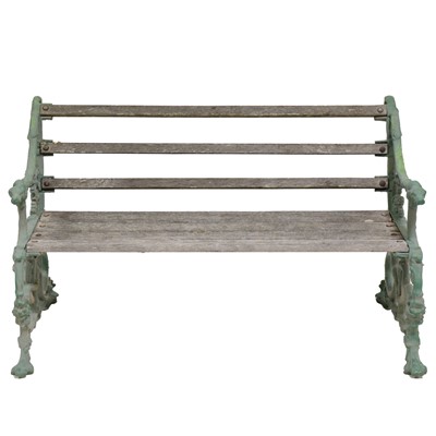 Lot 495 - Garden bench with cast iron ends