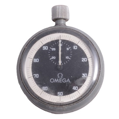 Lot 1113 - Omega - a brushed metal stop watch.
