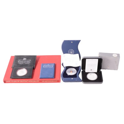 Lot 187 - Four Australian Silver Proof coins, and Sir Arthur Bryant, 1000 Years of British Monarchy.