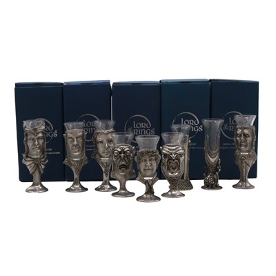 Lot 347 - Lord of the Rings, set of nine Royal Selangor pewter shot glasses