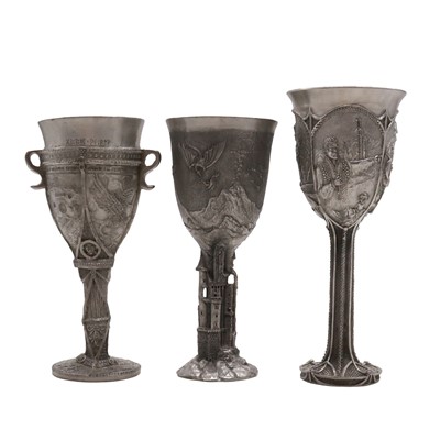 Lot 90 - Lord of the Rings/ The Hobbit, set of three Royal Selangor pewter goblets