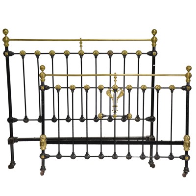 Lot 425 - Victorian brass and iron double bedstead