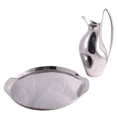 Lot 140 - Georg Jensen of Denmark - a Koppel pitcher and a wine and bar tray.