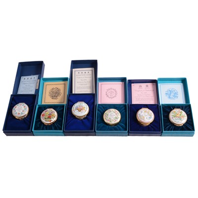 Lot 33 - Collection of Halcyon Days and Bilston & Battersea Enamels Mother's Day boxes