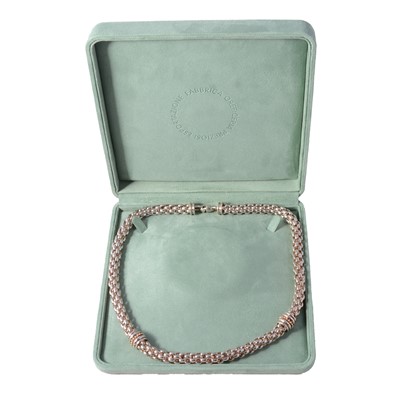 Lot 412 - Fope - a Silverfope Naos necklace with rose coloured bars and beads.