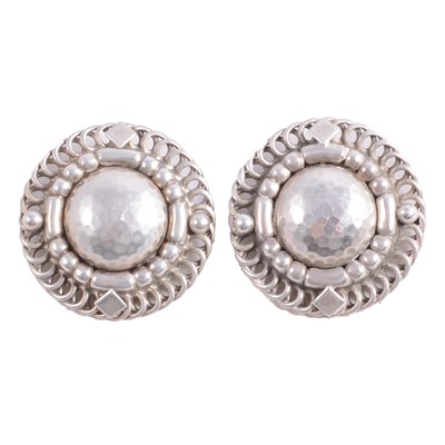 Lot 404 - Georg Jensen - a pair of silver earclips number 85.