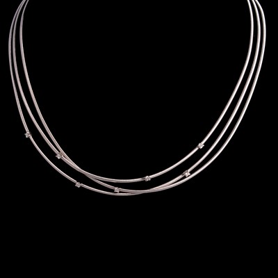 Lot 294 - Marco Bicego - an 18 carat white gold and diamond Goa design necklace.