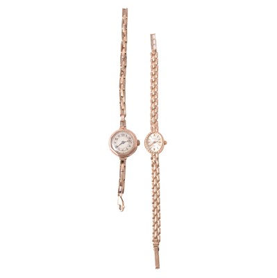 Lot 1078 - Two ladies’ 9 carat yellow gold wristwatches.