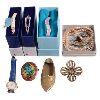Lot 526 - Silver, white metal and costume jewellery, and wristwatches.