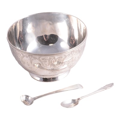 Lot 312 - Victorian silver sugar bowl, H J Lias & Son, London 1874, and other silver items.