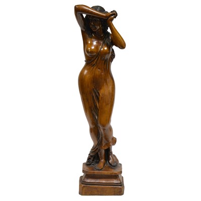 Lot 483 - Modern bronze effect composite statue, scantilty clad maiden