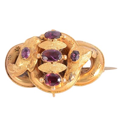 Lot 230 - A Victorian almandine garnet brooch.