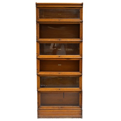 Lot 432 - Oak six-heights sectional bookcase, Globe Wernicke