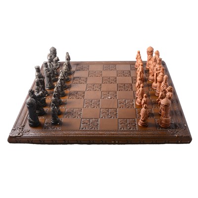 Lot 137 - "Camelot" chess set and a chess board