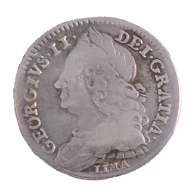 Lot 255 - George II sixpence (1746), LIMA Georgivs.
