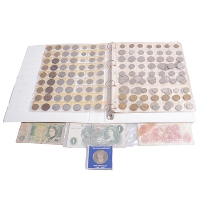 Lot 266 - Collection of British and overseas coins and banknotes, some silver content.