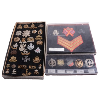 Lot 248 - A collection of military cap badges, German medals and badges, some replicas.