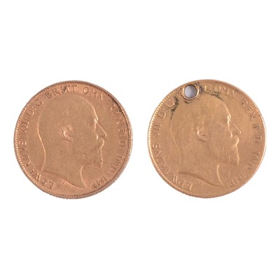 Lot 279 - Two Gold Half Sovereign Coins, Edward VII 1906.