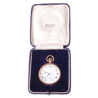Lot 1106 - A 9 carat yellow gold open face pocket watch.