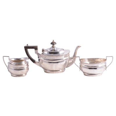 Lot 315 - Silver three-piece teaset, possibly Charles Horner, Birmingham 1906.