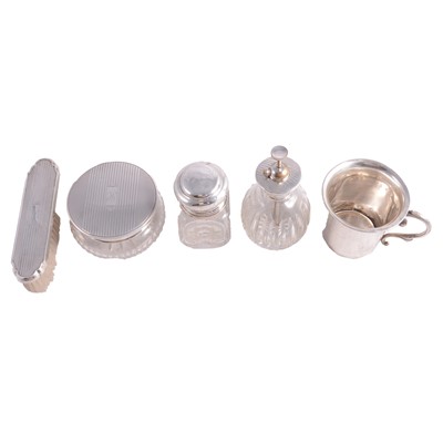 Lot 314 - Silver-mounted three-piece dressing table set, Mappin & Webb Ltd, Birmingham 1960, and other items.