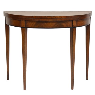 Lot 421 - 19th Century mahogany demi lune foldover card table