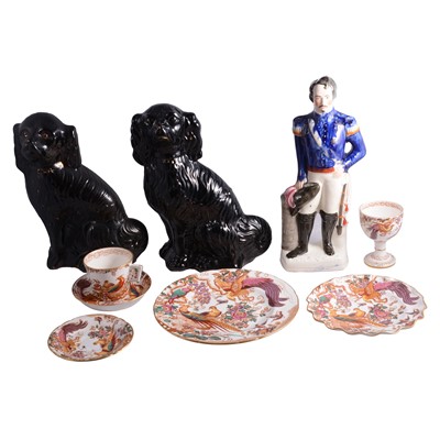 Lot 48 - Victorian Staffordshire pottery figure, Louis Napoleon, etc.