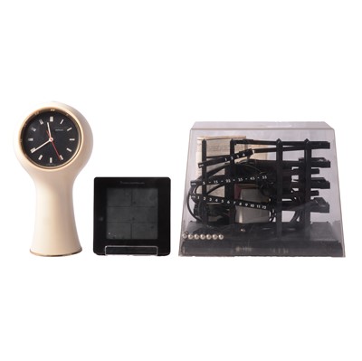 Lot 156 - Swiss Seiticon battery clock, a rolling ball clock and a digital radio clock