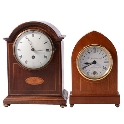 Lot 157 - Edwardian mahogany mantel clock and a similar later mantel clock