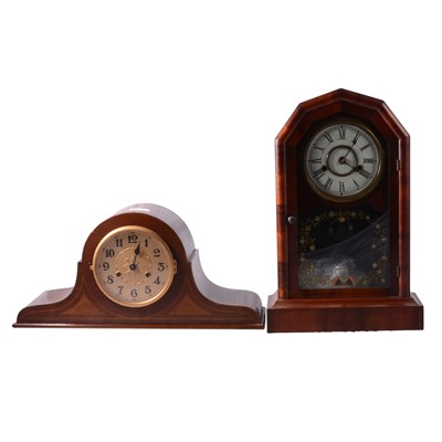 Lot 159 - Mahogany cased mantel clock and a walnut shelf clock