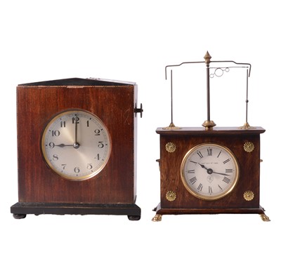 Lot 160 - Jerome & Co. Horolovar flying pendulum clock, and a penny slot clock