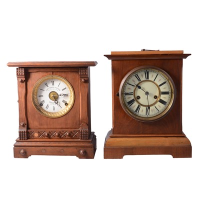 Lot 162 - Two walnut shelf clocks