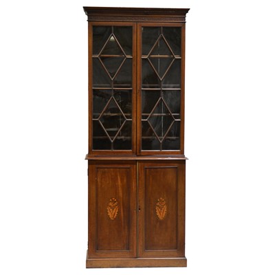 Lot 422 - Georgian mahogany and inlaid bookcase