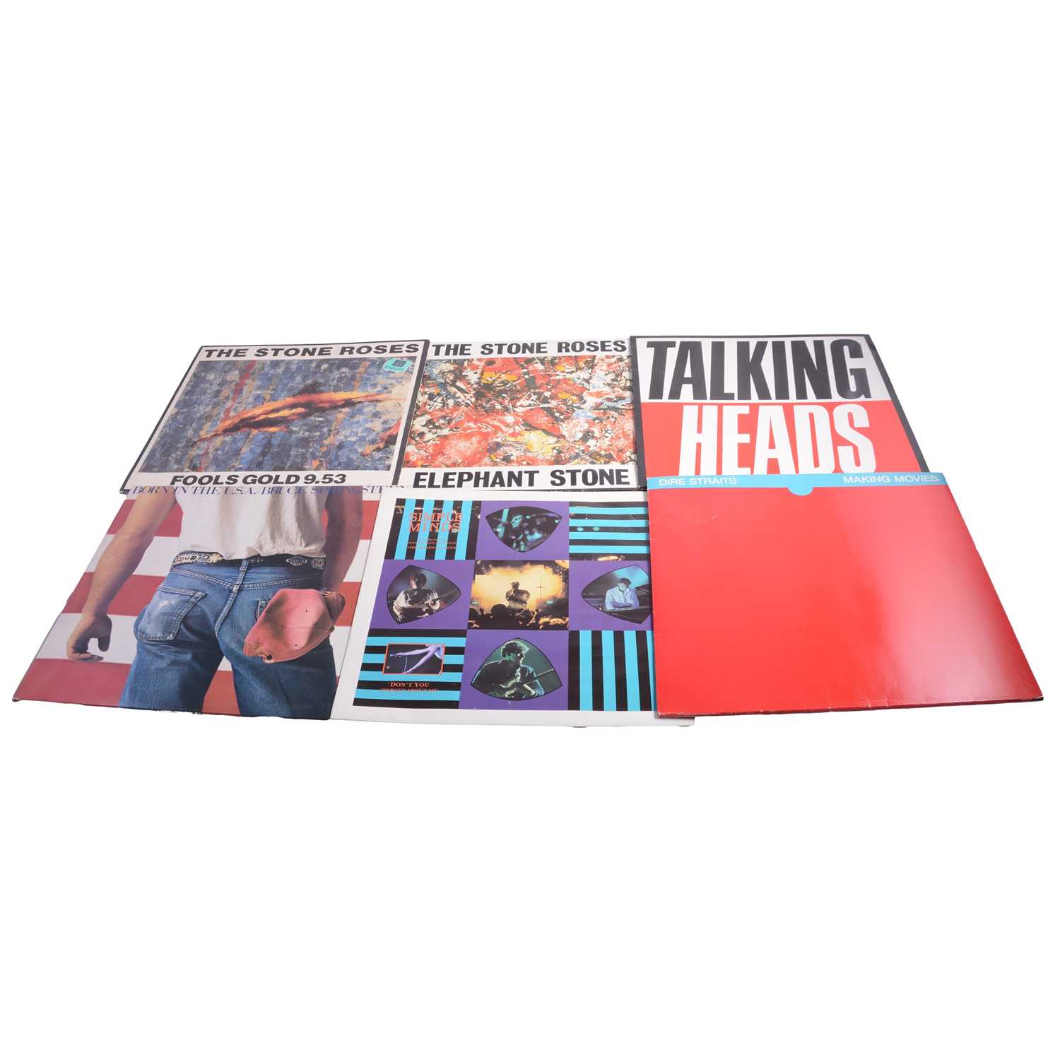 Lot 200 - Box of LP vinyl records, mostly 1980s/90s Pop, and a box of 45s