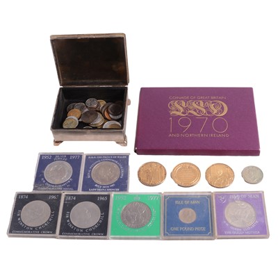 Lot 261 - Collection of coins and medallions, some silver content.