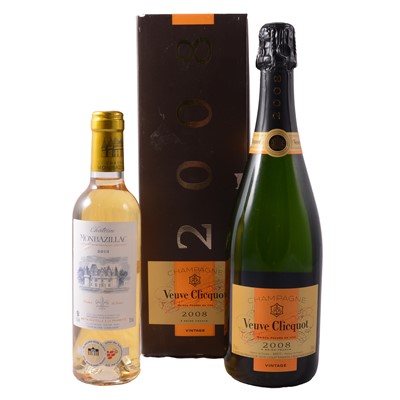 Lot 41 - Veuve Clicquot 2008 vintage champagne; and a box set of Sipsmith sloe gin miniatures