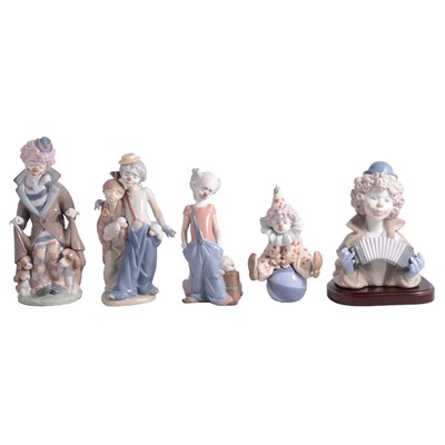 Lot 41 - Seven Lladro porcelain figures of clowns