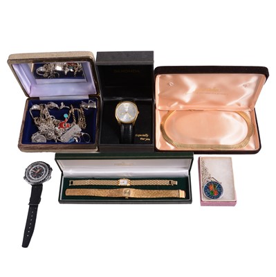 Lot 527 - A collection of silver, white metal and costume jewellery, and wristwatches.