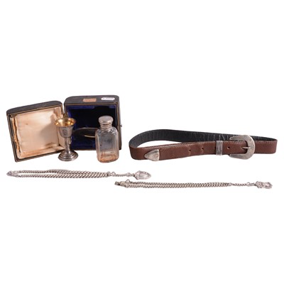Lot 294 - Silver communion set, Robert Stebbings, London 1909, and other silver items.