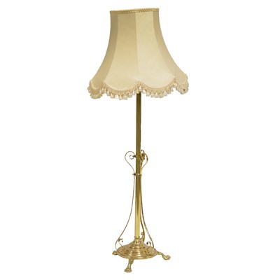 Lot 408 - Edwardian style brass standard lamp