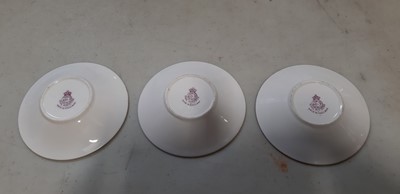 Lot 29 - Set of six Royal Worcester fruit painted coffee cans and saucers, and a sugar bowl