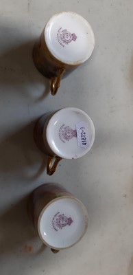 Lot 29 - Set of six Royal Worcester fruit painted coffee cans and saucers, and a sugar bowl