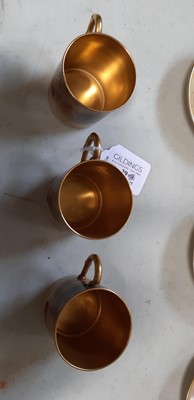 Lot 29 - Set of six Royal Worcester fruit painted coffee cans and saucers, and a sugar bowl